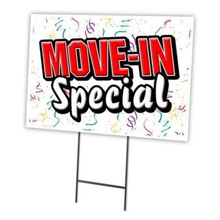 SIGNMISSION Move-in Special Yard Sign & Stake outdoor plastic coroplast window, C-1824 Move-In Special C-1824 Move-In Special